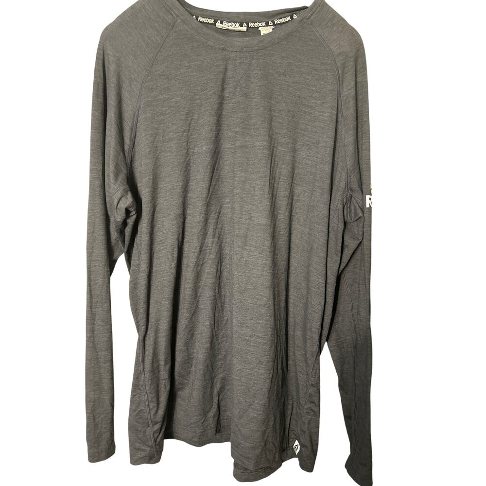 Reebok Mens Performance Shirt XL Gray
 Running Gym Breathable Long Sleeve